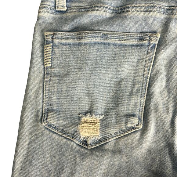 Paige Collete High Rise Flare Jeans Size 29 Light Wash Raw Hem Distressed Denim - Picture 8 of 13